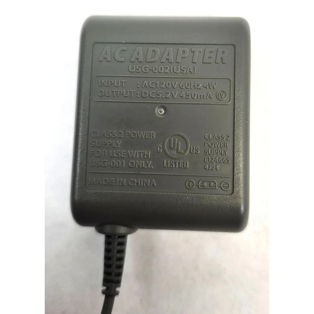 Nintendo DS Lite Wall Charger OEM Official AC Adapter USG-002 Power Cord